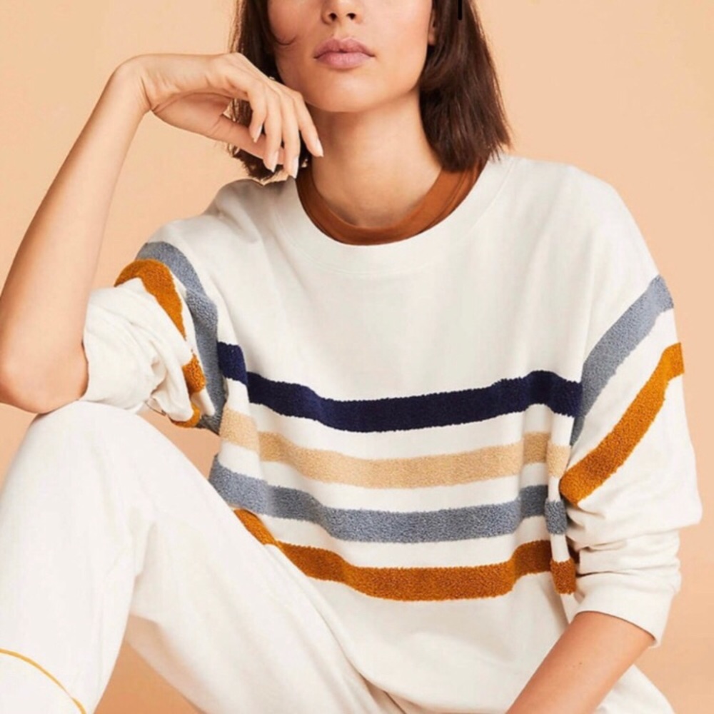 Lou and Grey Fuzzstripe Terry sweatshirt NWT XXS